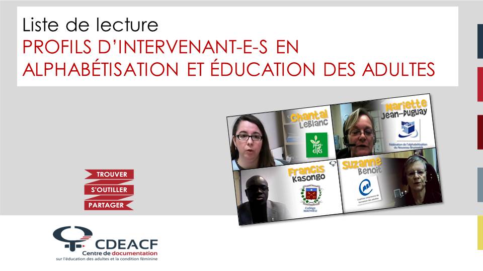 Liste de lecture Profils d'intervenant-e-s en alphabétisation et éducation des adultes