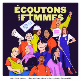 Affiche de la campagne Écoutons les femmes.