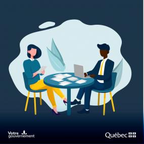 Illustration de deux personnes en rencontre.