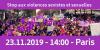 Photo d'une manifestation avec l'inscription "Stop aux violences sexistes et sexuelles, 23.11.2019 - 14:00 - Paris".
